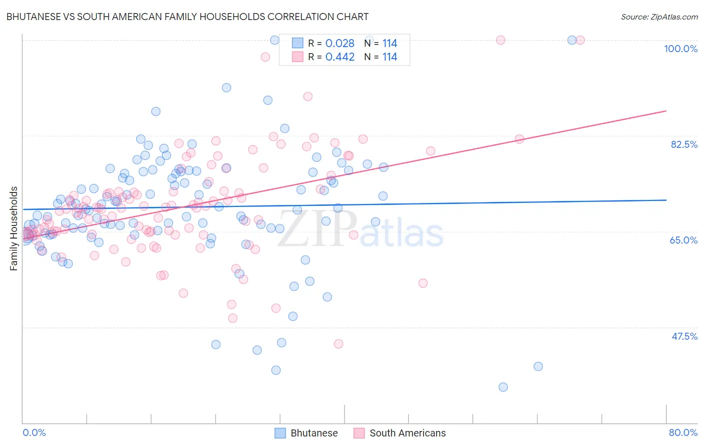 Bhutanese vs South American Family Households