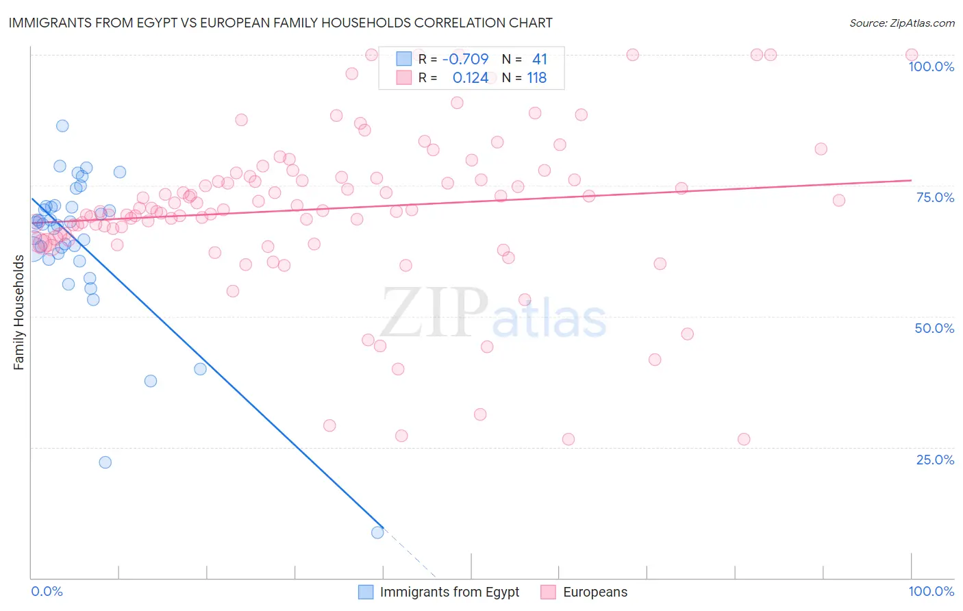 Immigrants from Egypt vs European Family Households
