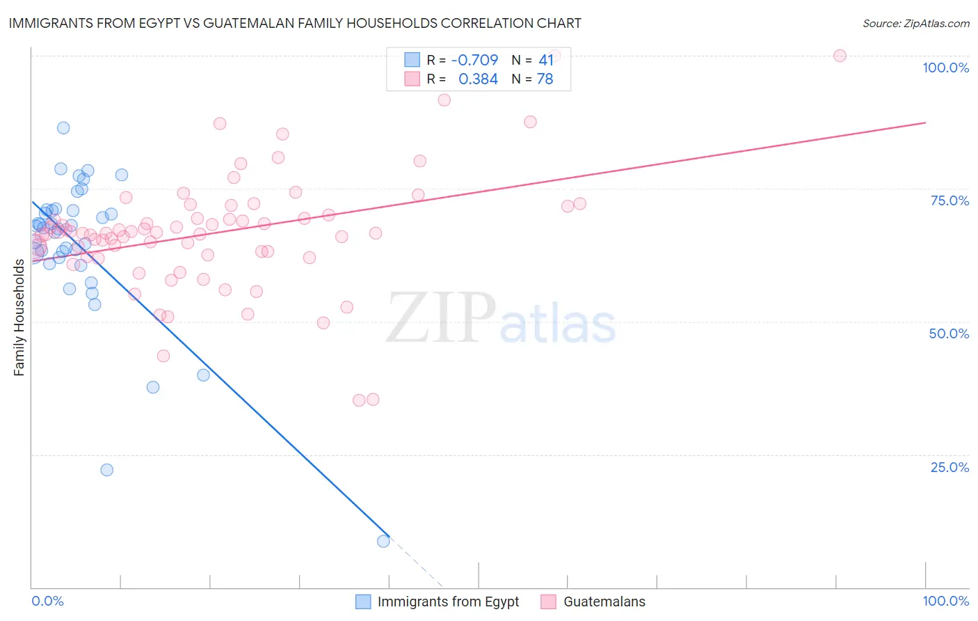 Immigrants from Egypt vs Guatemalan Family Households