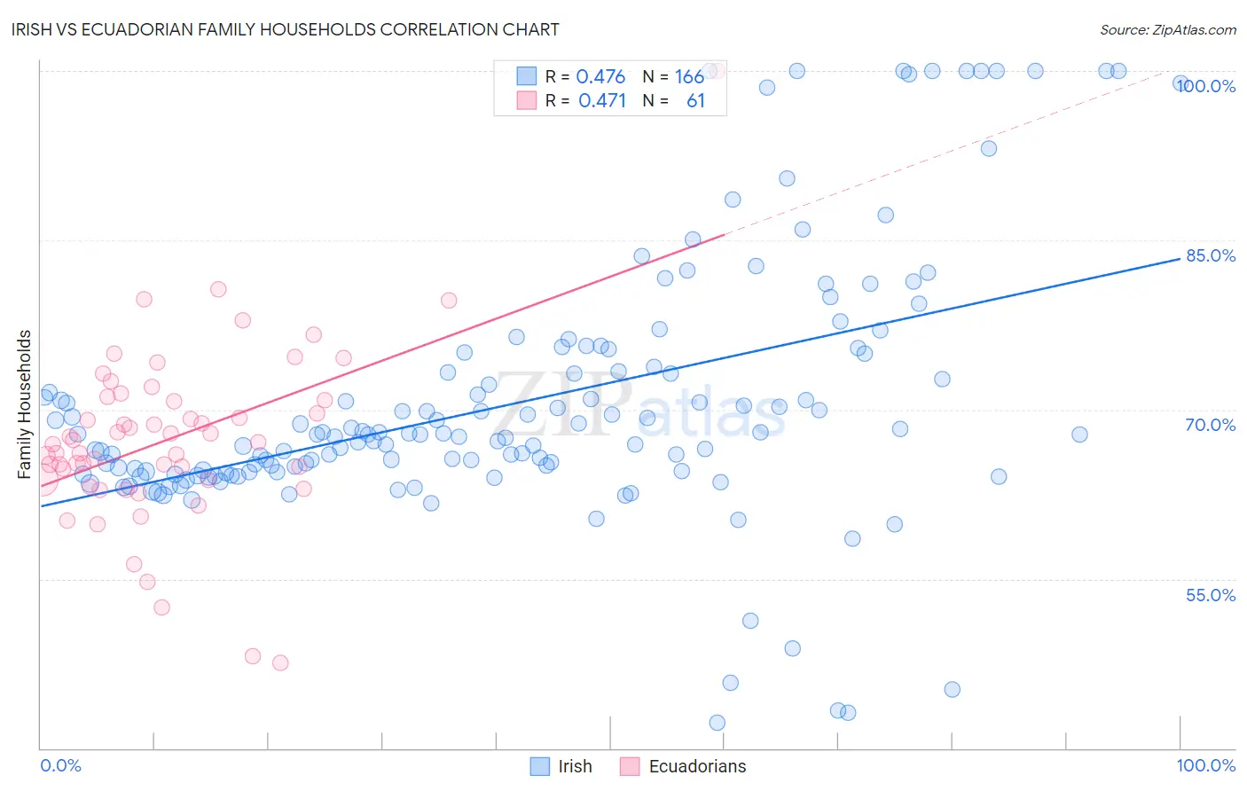 Irish vs Ecuadorian Family Households