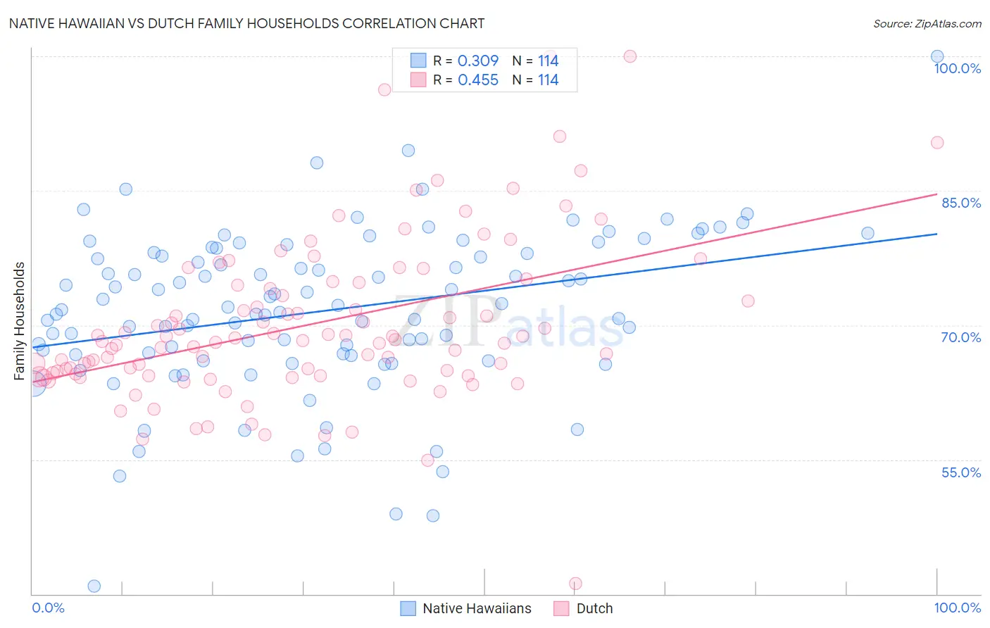Native Hawaiian vs Dutch Family Households