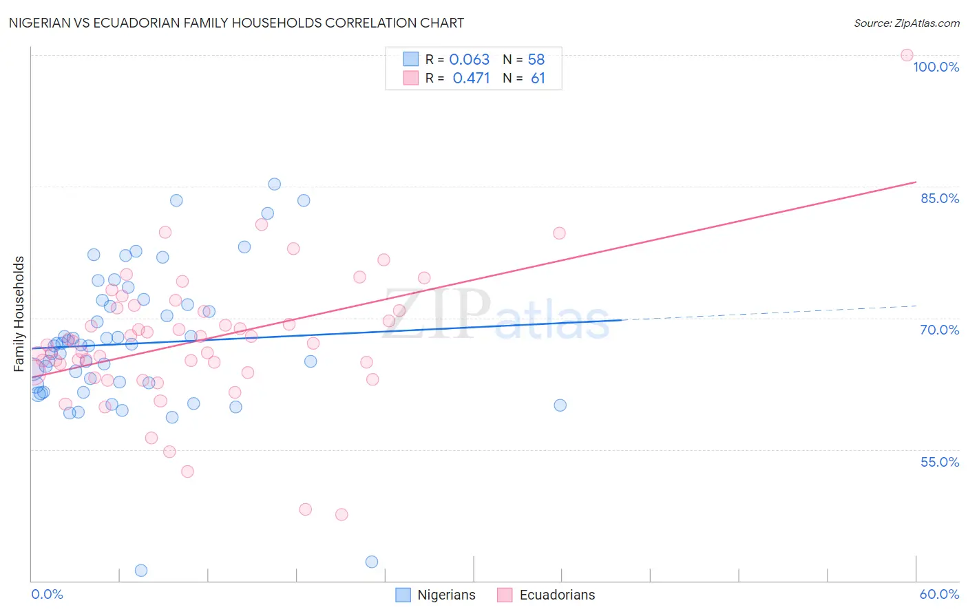 Nigerian vs Ecuadorian Family Households