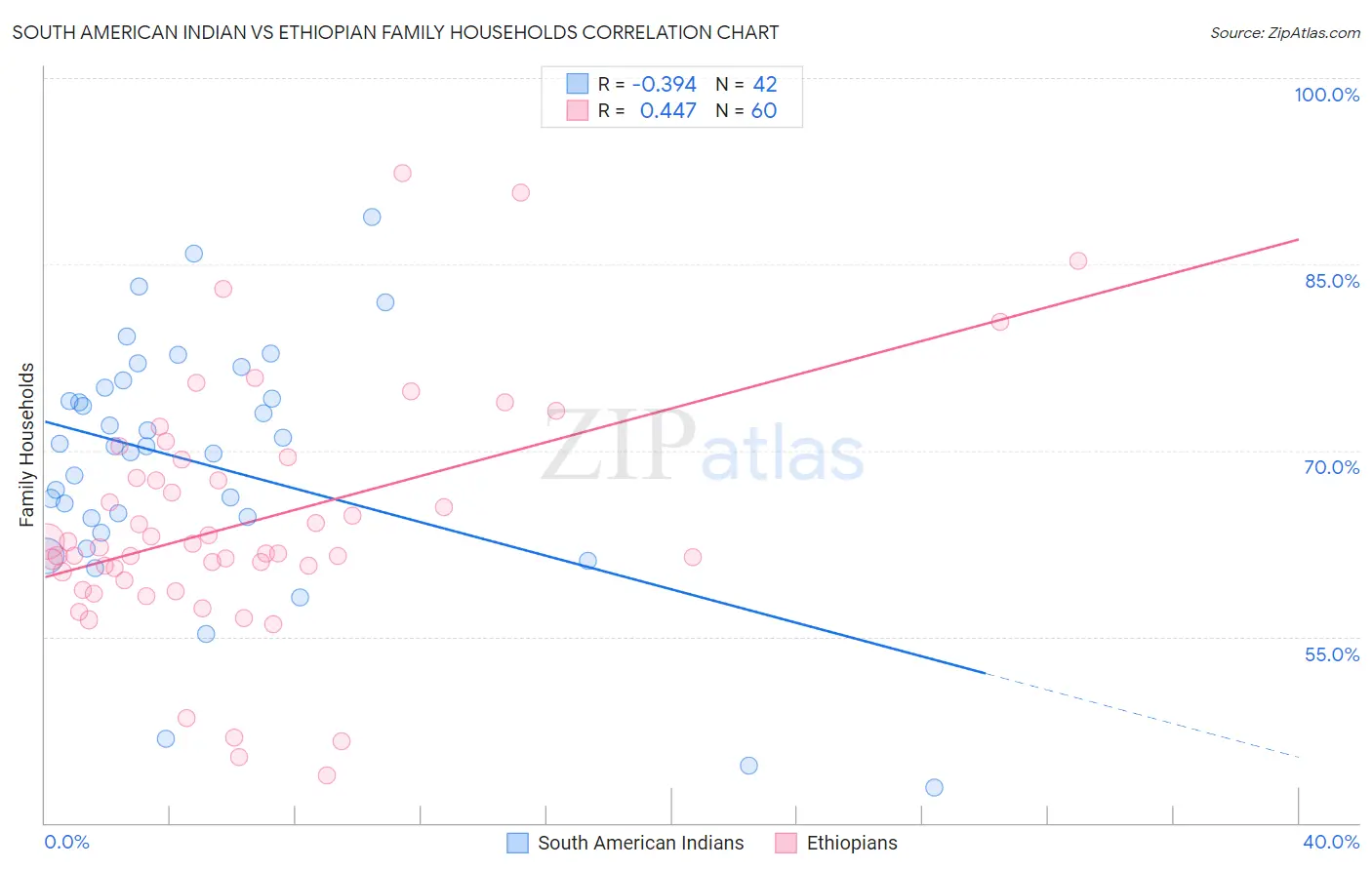 South American Indian vs Ethiopian Family Households