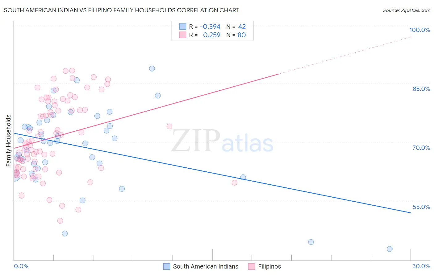 South American Indian vs Filipino Family Households