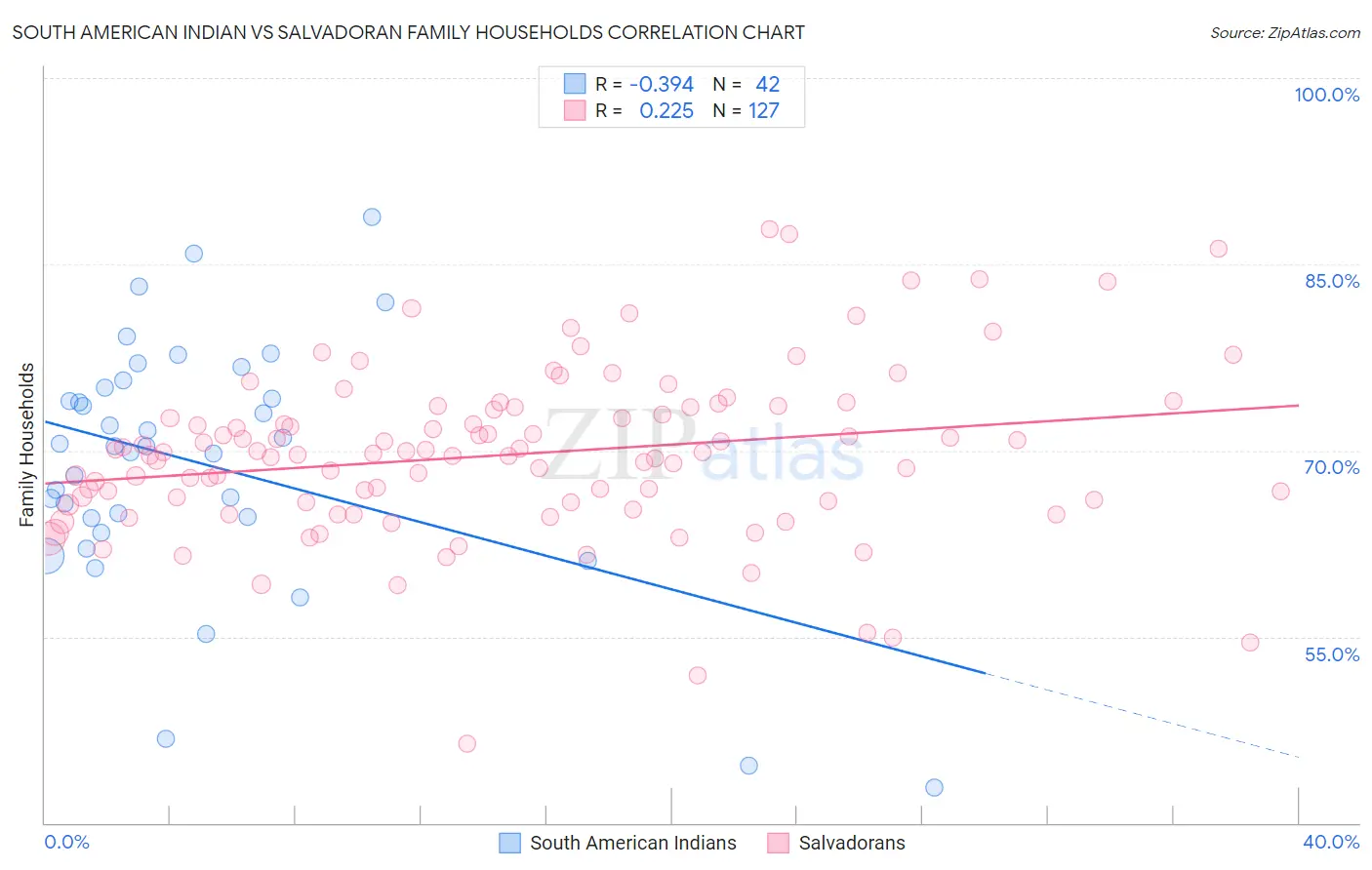 South American Indian vs Salvadoran Family Households