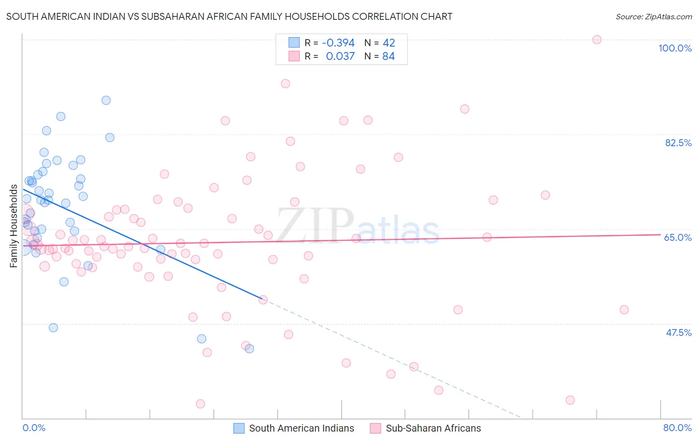 South American Indian vs Subsaharan African Family Households