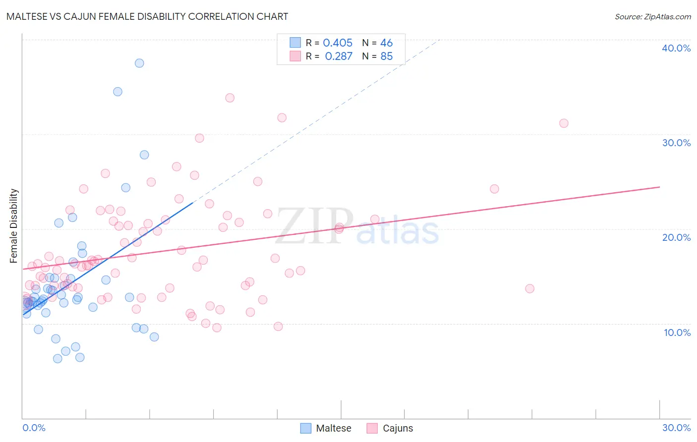 Maltese vs Cajun Female Disability