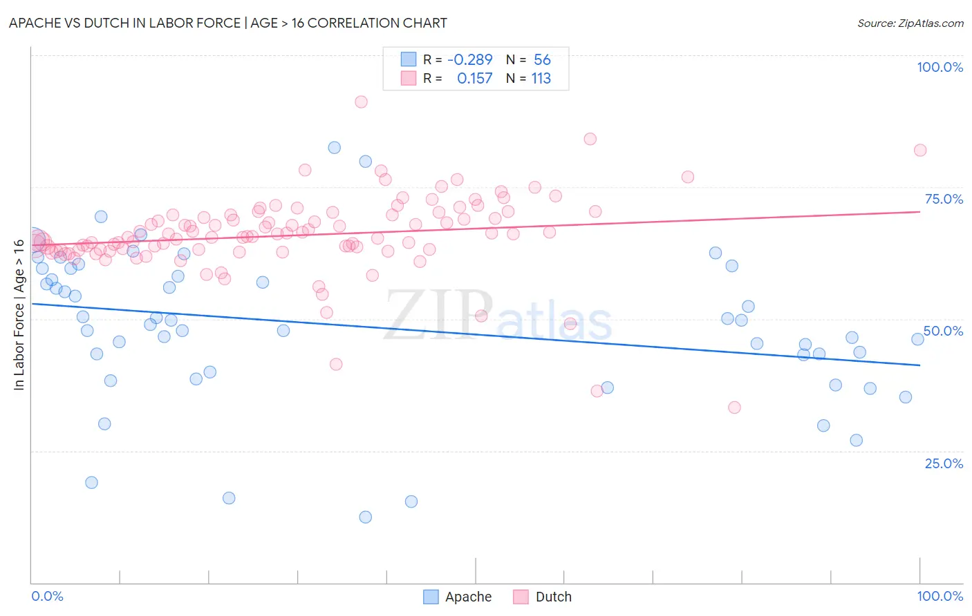 Apache vs Dutch In Labor Force | Age > 16