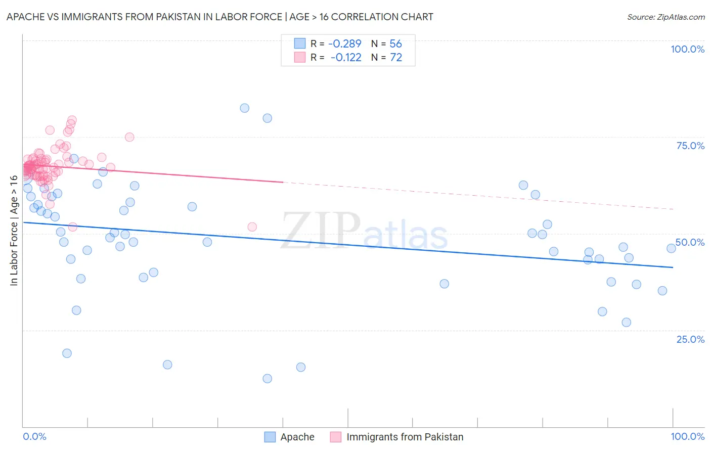 Apache vs Immigrants from Pakistan In Labor Force | Age > 16