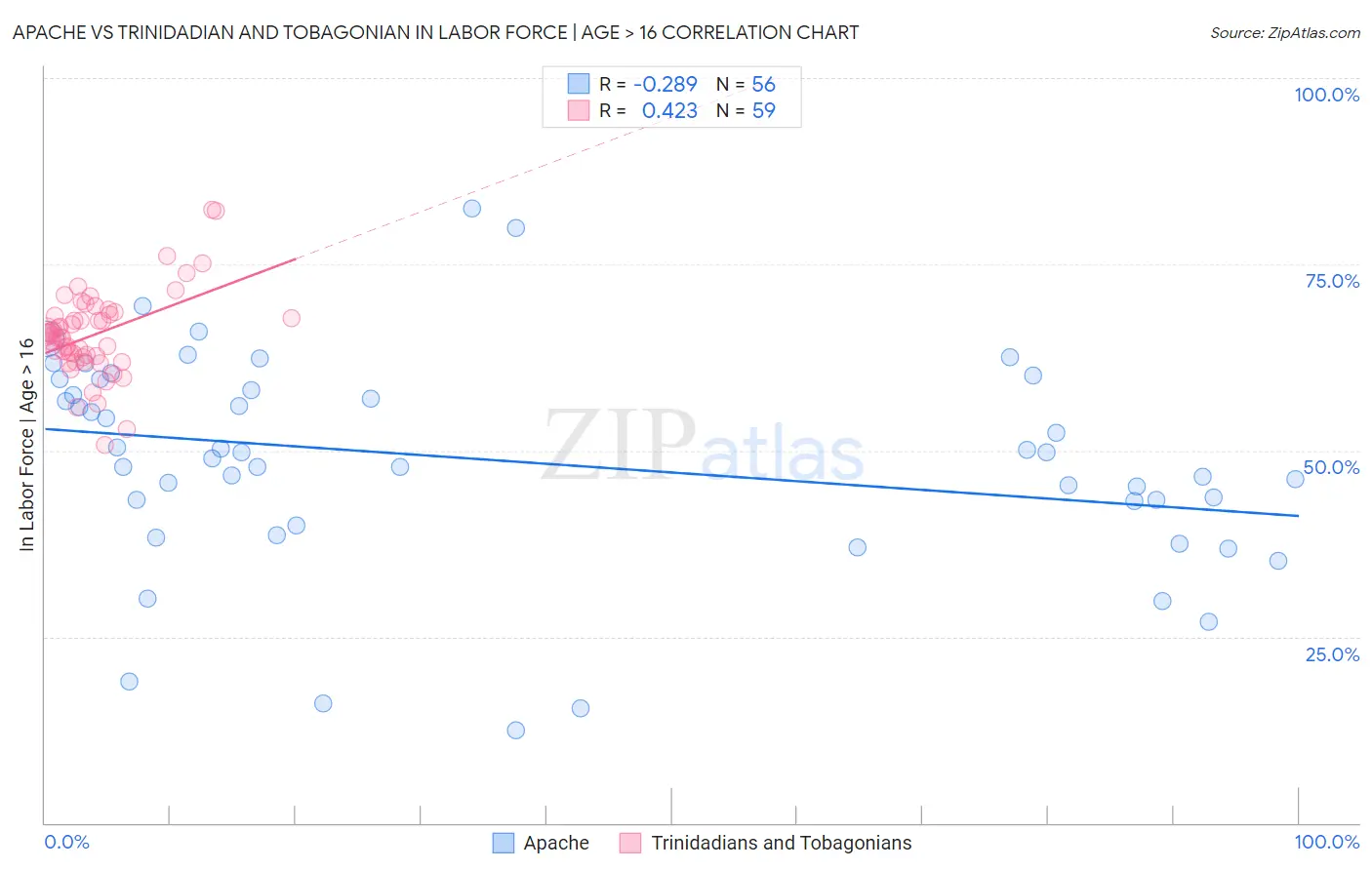 Apache vs Trinidadian and Tobagonian In Labor Force | Age > 16