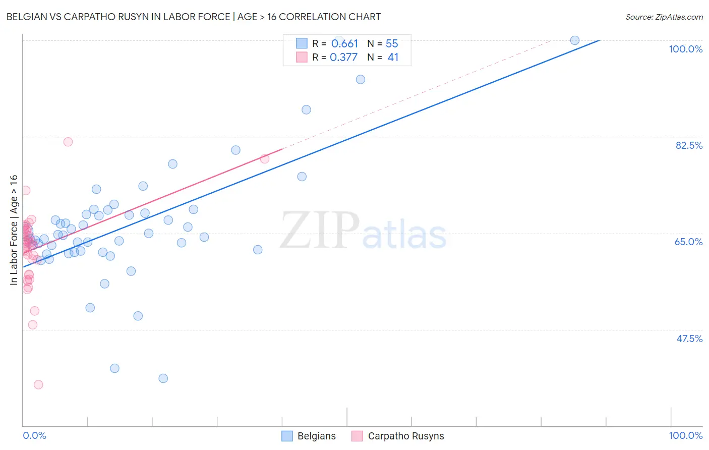 Belgian vs Carpatho Rusyn In Labor Force | Age > 16