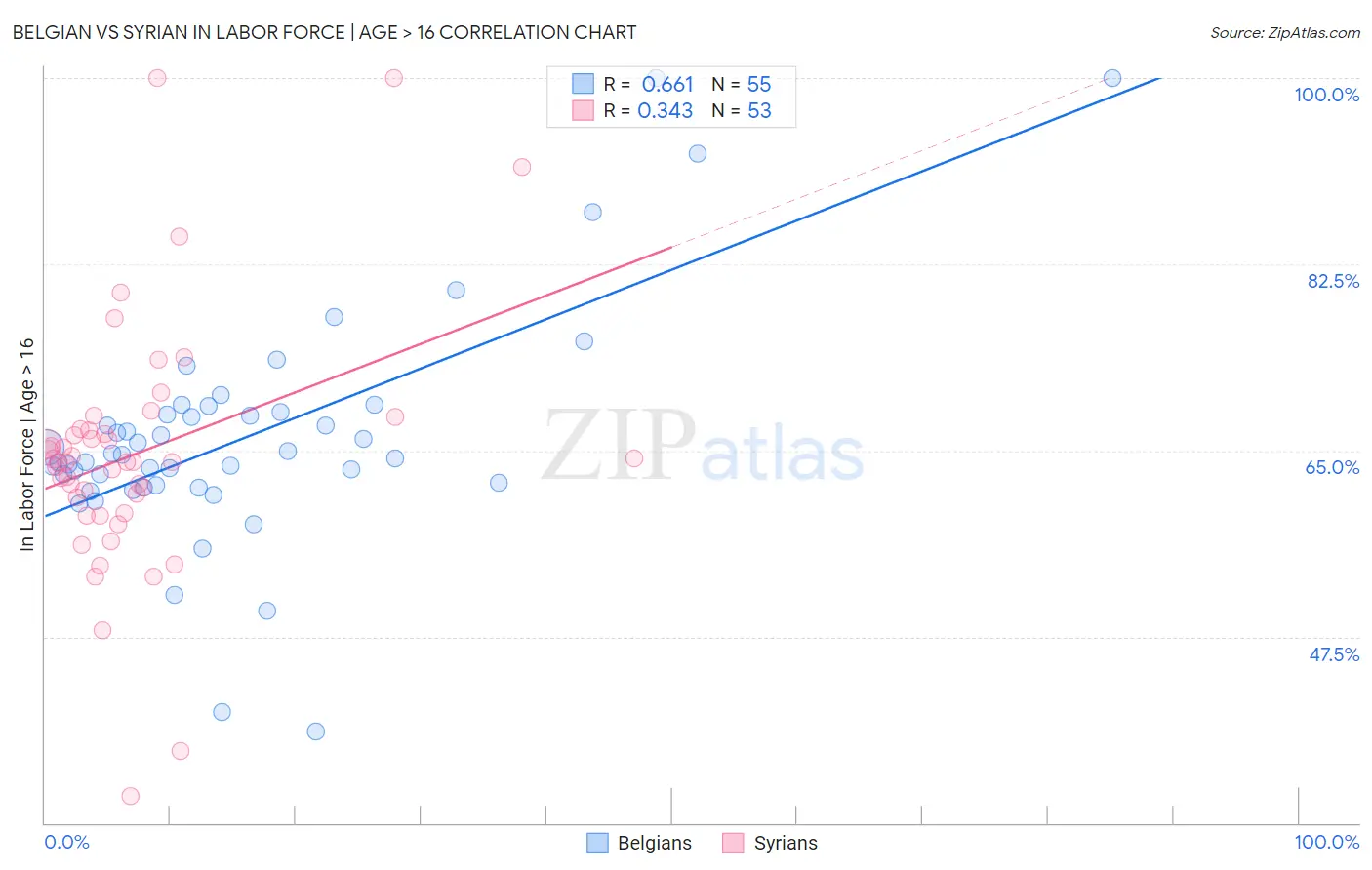 Belgian vs Syrian In Labor Force | Age > 16