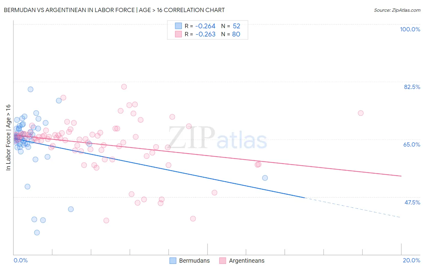 Bermudan vs Argentinean In Labor Force | Age > 16