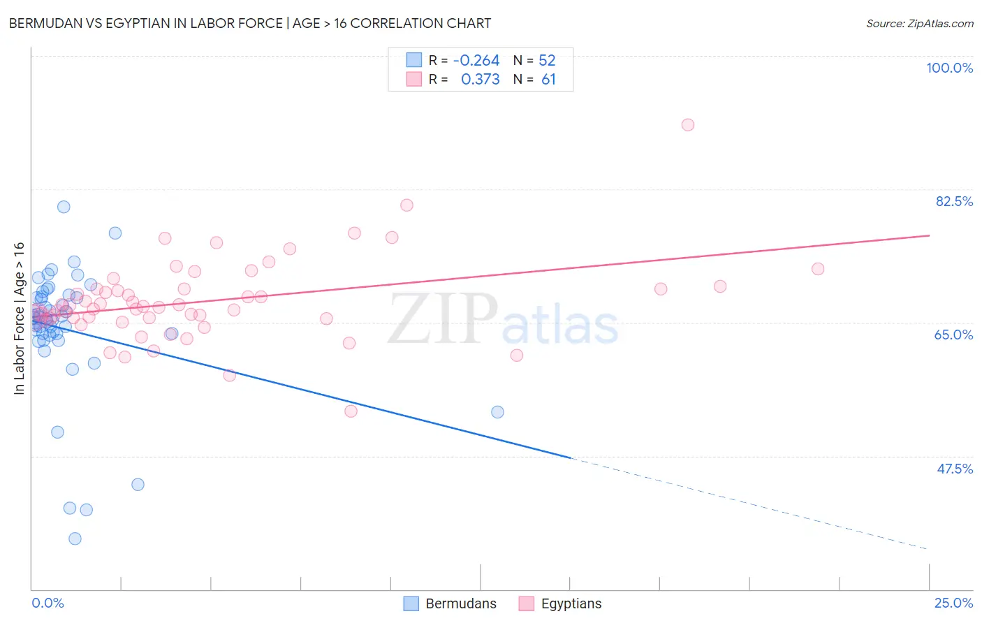 Bermudan vs Egyptian In Labor Force | Age > 16