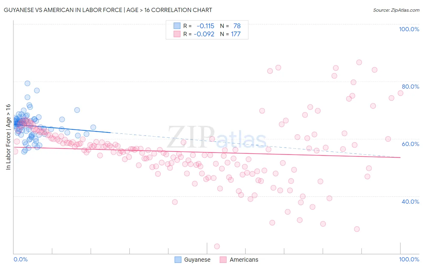 Guyanese vs American In Labor Force | Age > 16