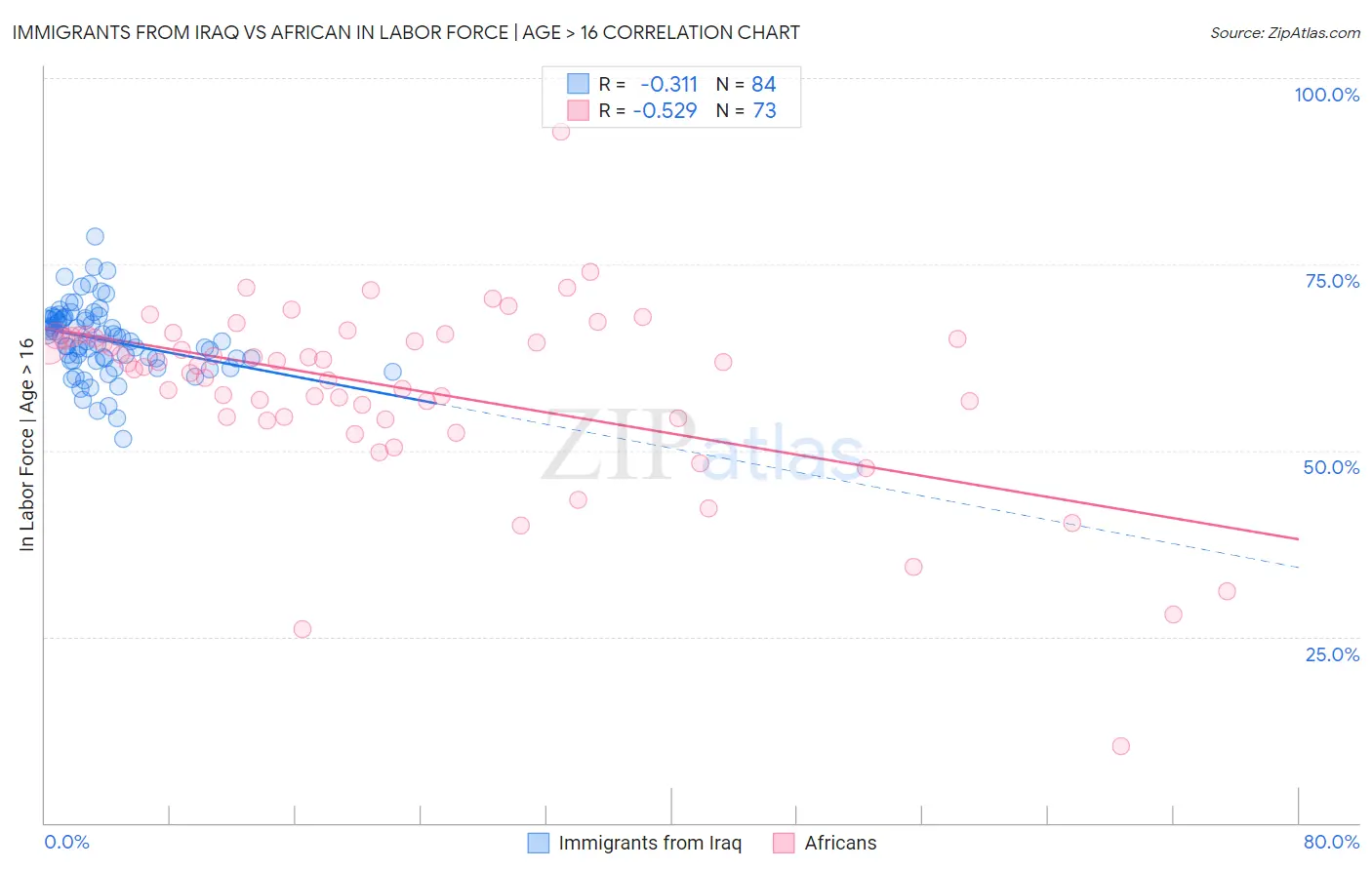 Immigrants from Iraq vs African In Labor Force | Age > 16