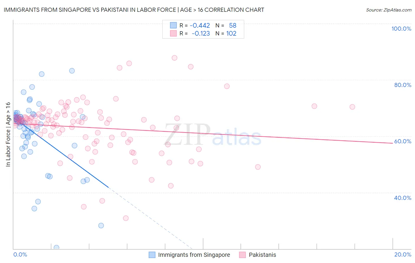 Immigrants from Singapore vs Pakistani In Labor Force | Age > 16