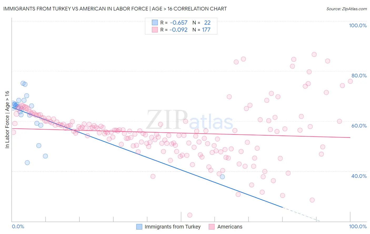 Immigrants from Turkey vs American In Labor Force | Age > 16