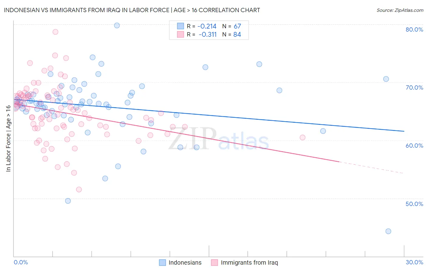 Indonesian vs Immigrants from Iraq In Labor Force | Age > 16