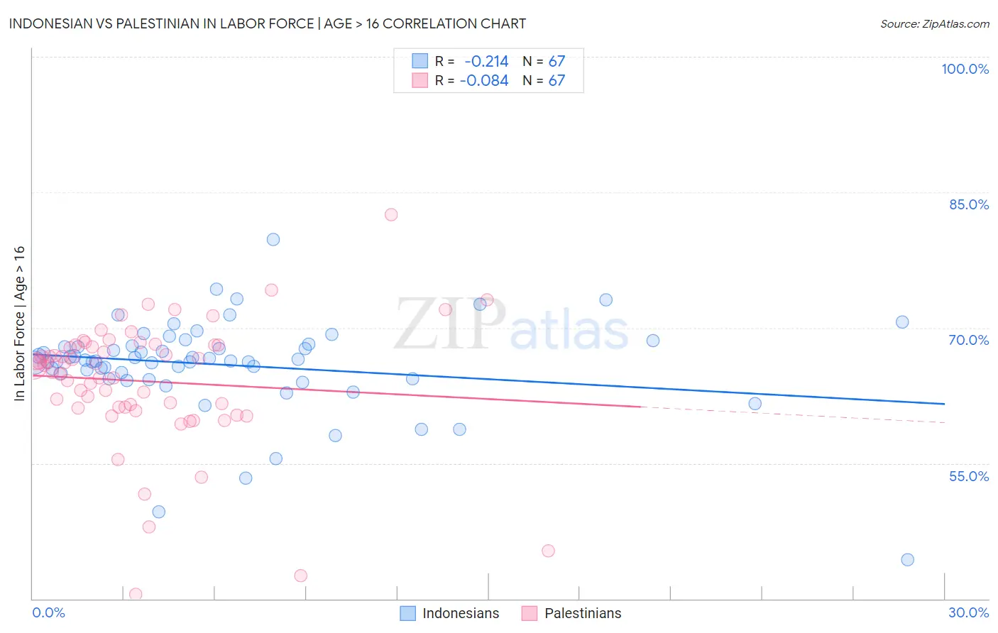 Indonesian vs Palestinian In Labor Force | Age > 16