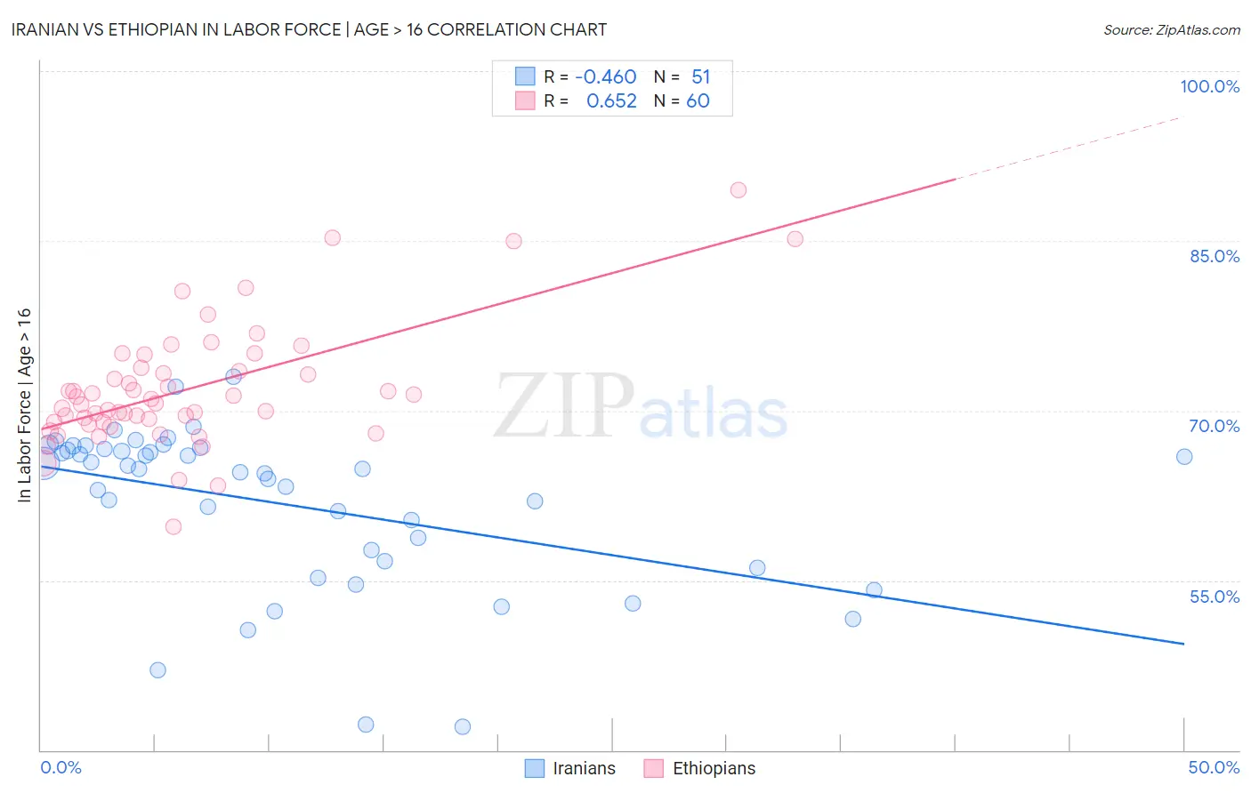 Iranian vs Ethiopian In Labor Force | Age > 16