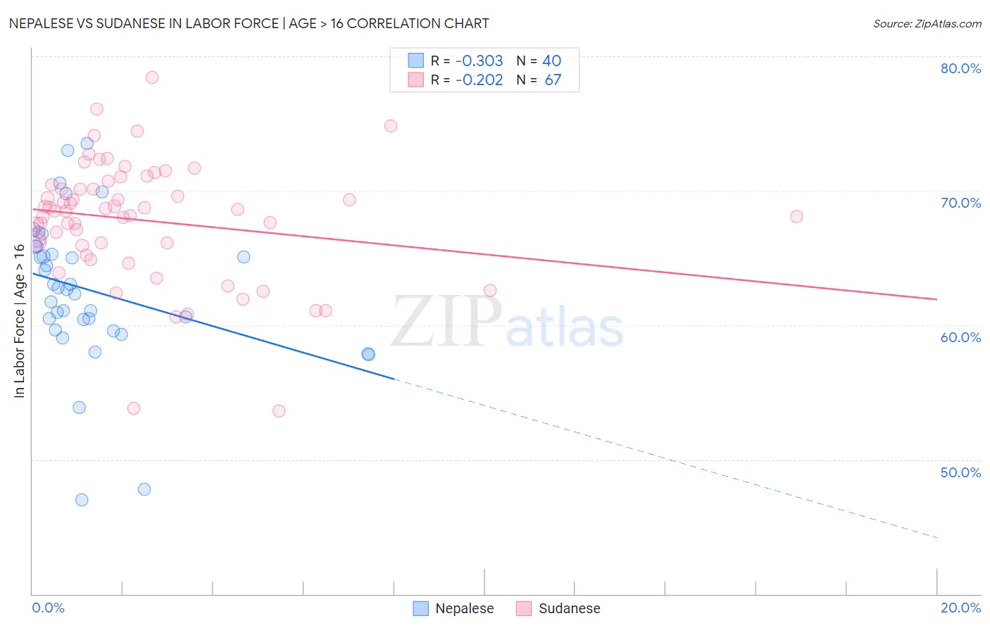 Nepalese vs Sudanese In Labor Force | Age > 16