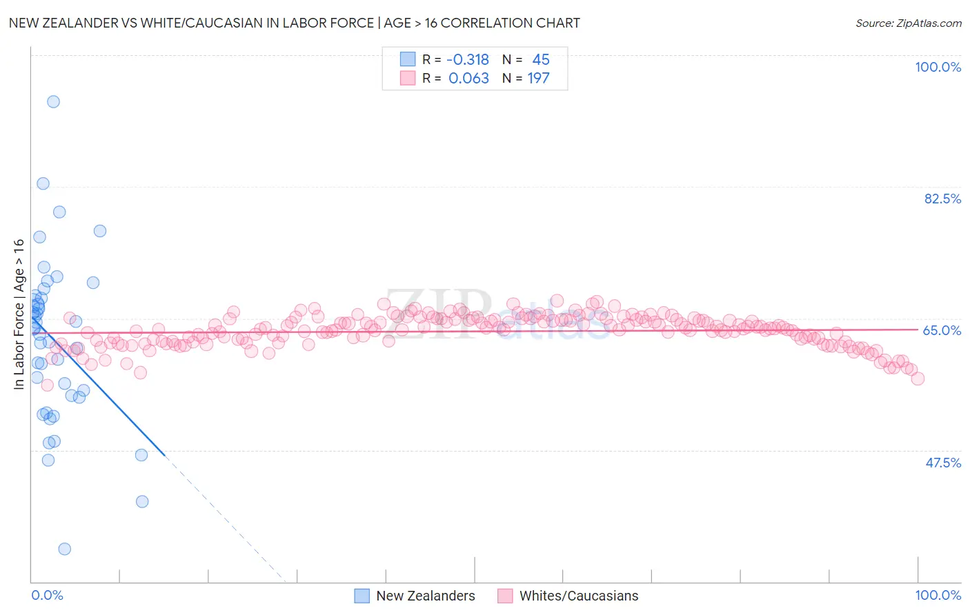 New Zealander vs White/Caucasian In Labor Force | Age > 16