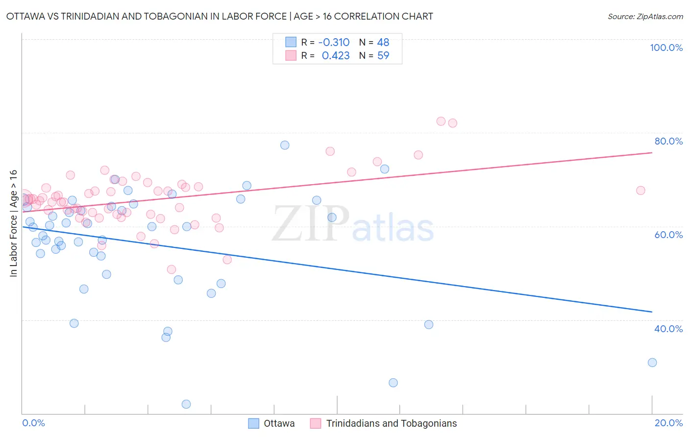 Ottawa vs Trinidadian and Tobagonian In Labor Force | Age > 16