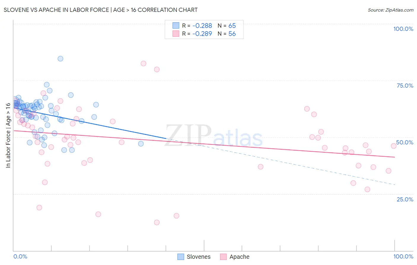 Slovene vs Apache In Labor Force | Age > 16