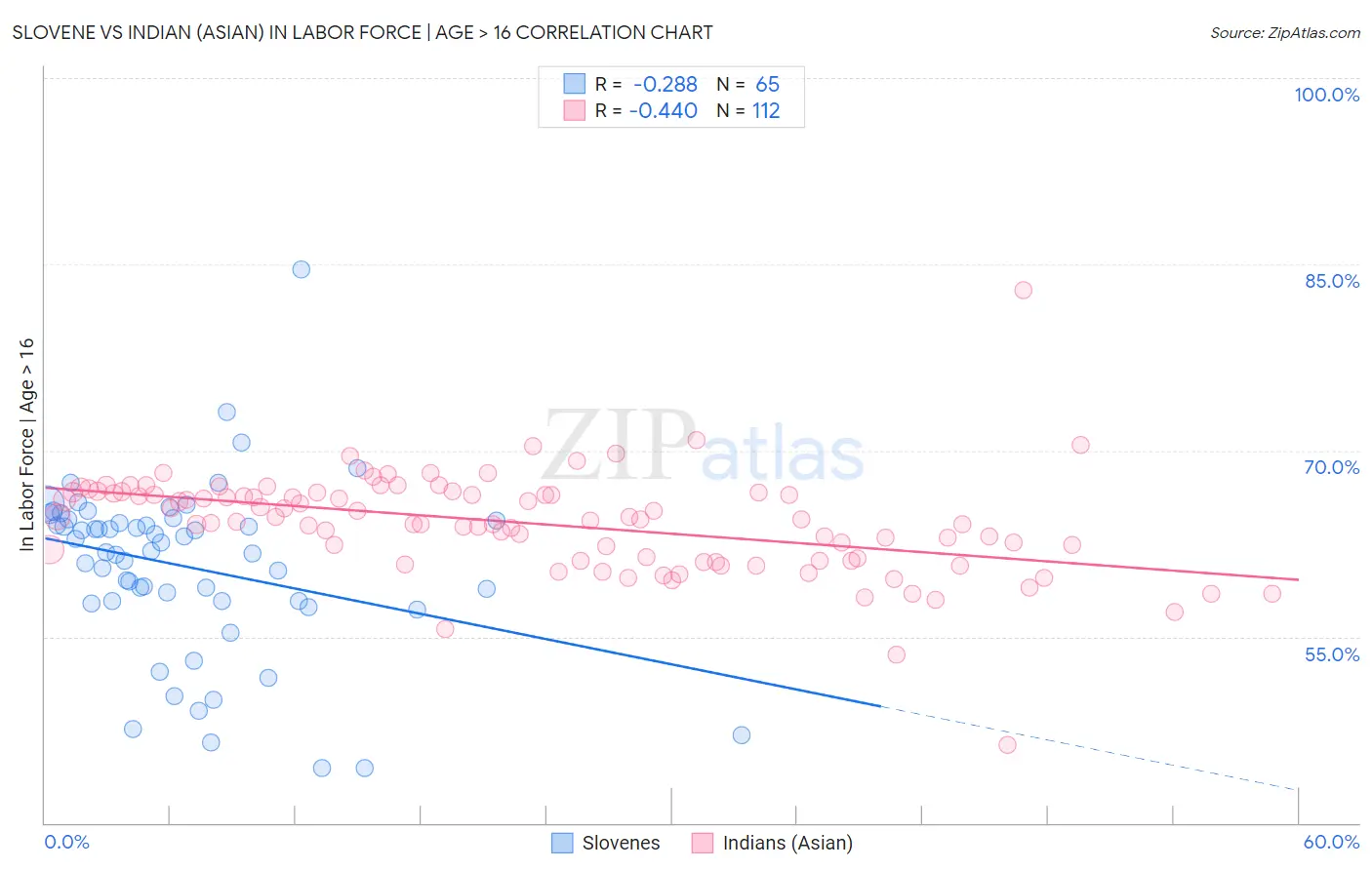 Slovene vs Indian (Asian) In Labor Force | Age > 16