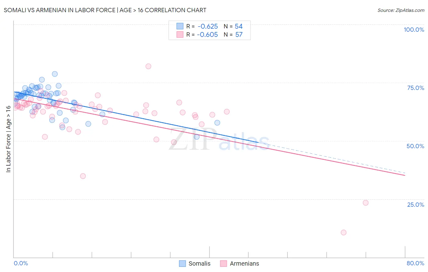 Somali vs Armenian In Labor Force | Age > 16