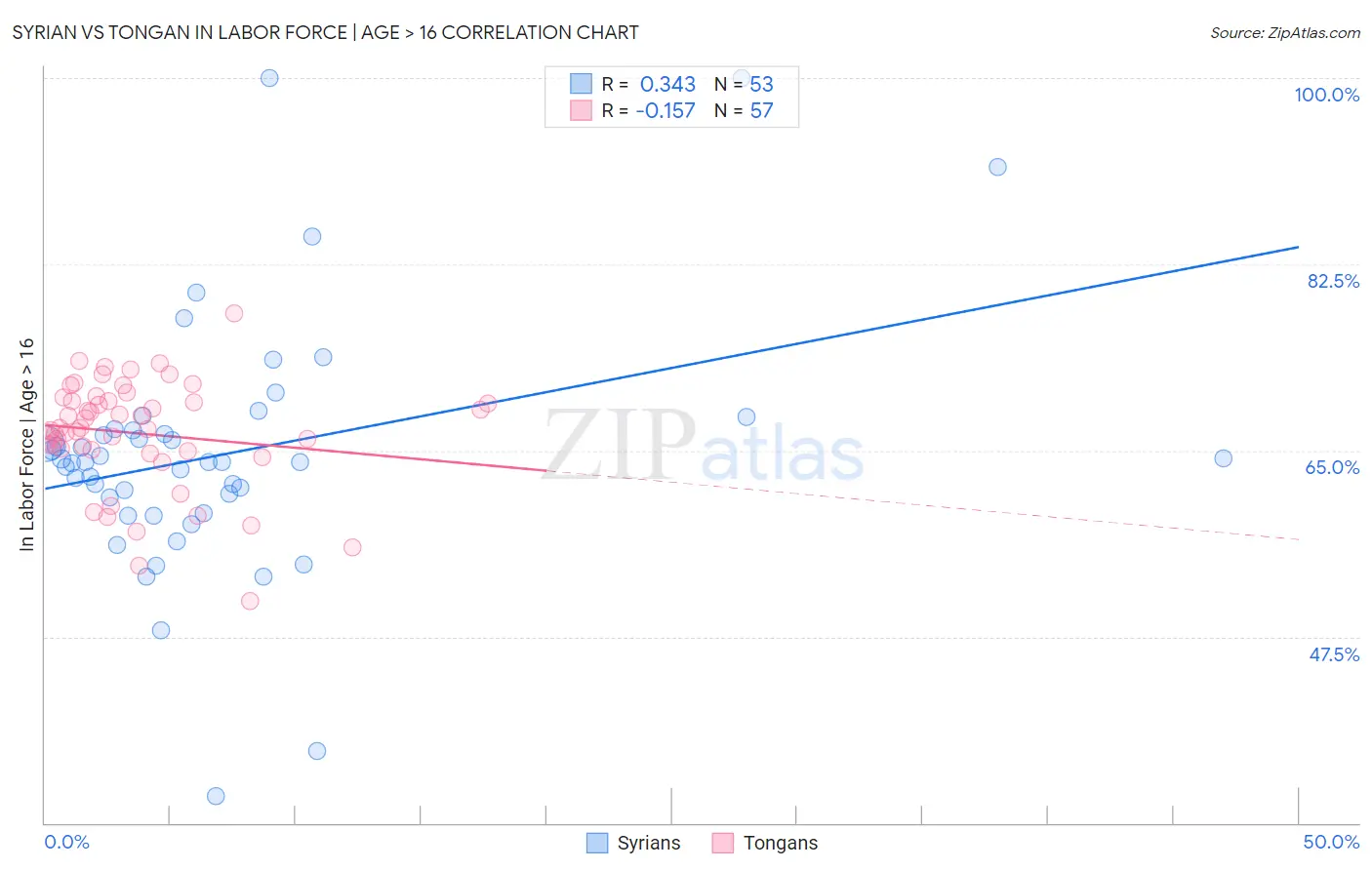 Syrian vs Tongan In Labor Force | Age > 16