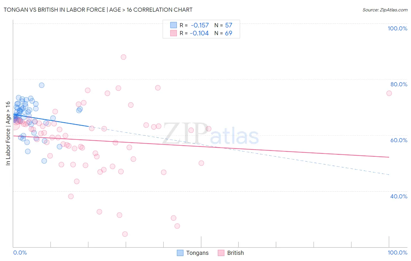 Tongan vs British In Labor Force | Age > 16