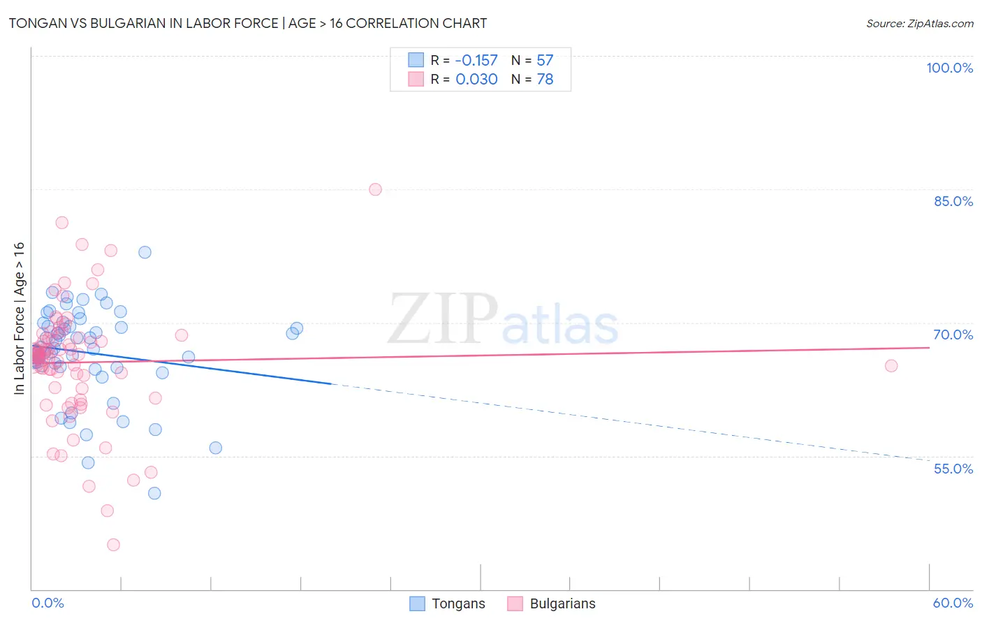 Tongan vs Bulgarian In Labor Force | Age > 16