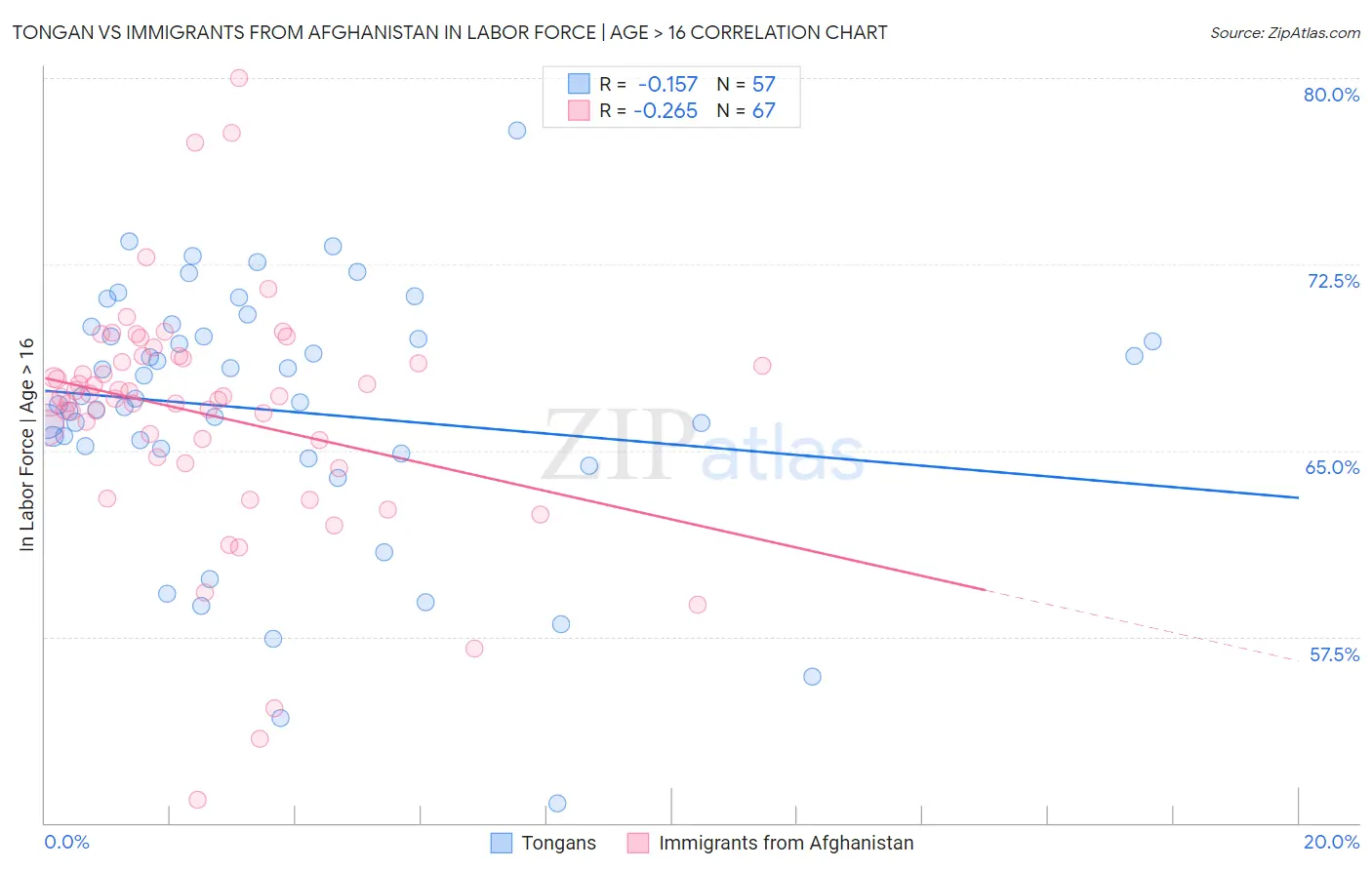Tongan vs Immigrants from Afghanistan In Labor Force | Age > 16