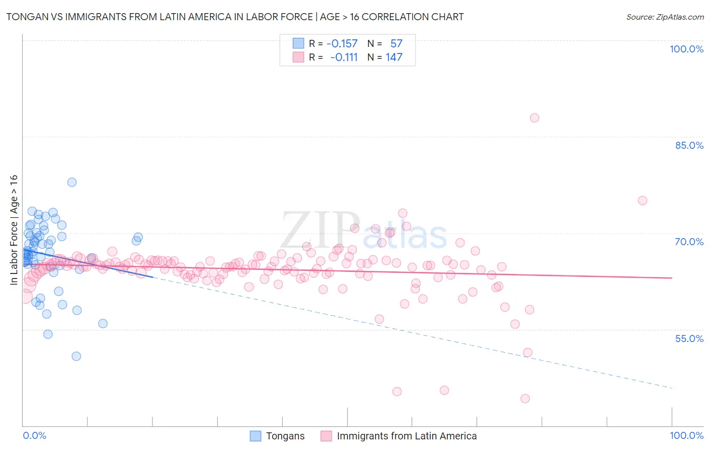 Tongan vs Immigrants from Latin America In Labor Force | Age > 16