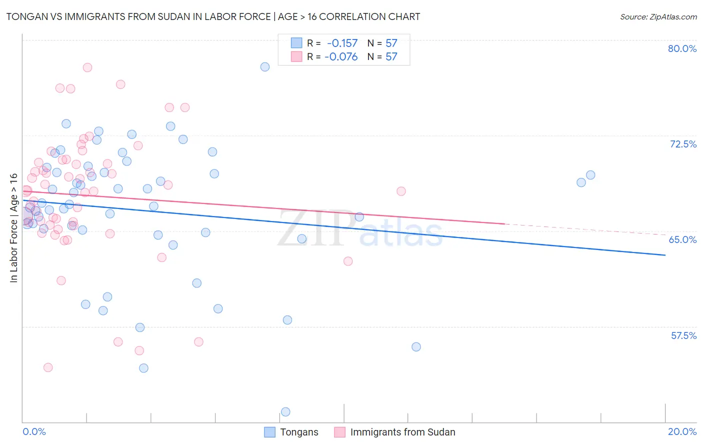 Tongan vs Immigrants from Sudan In Labor Force | Age > 16