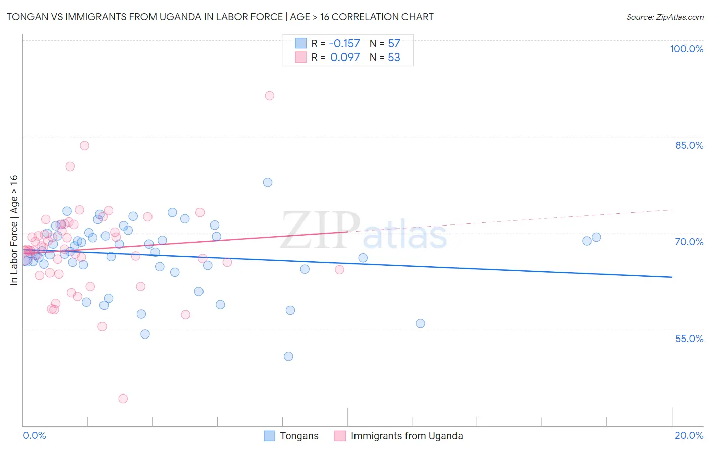 Tongan vs Immigrants from Uganda In Labor Force | Age > 16