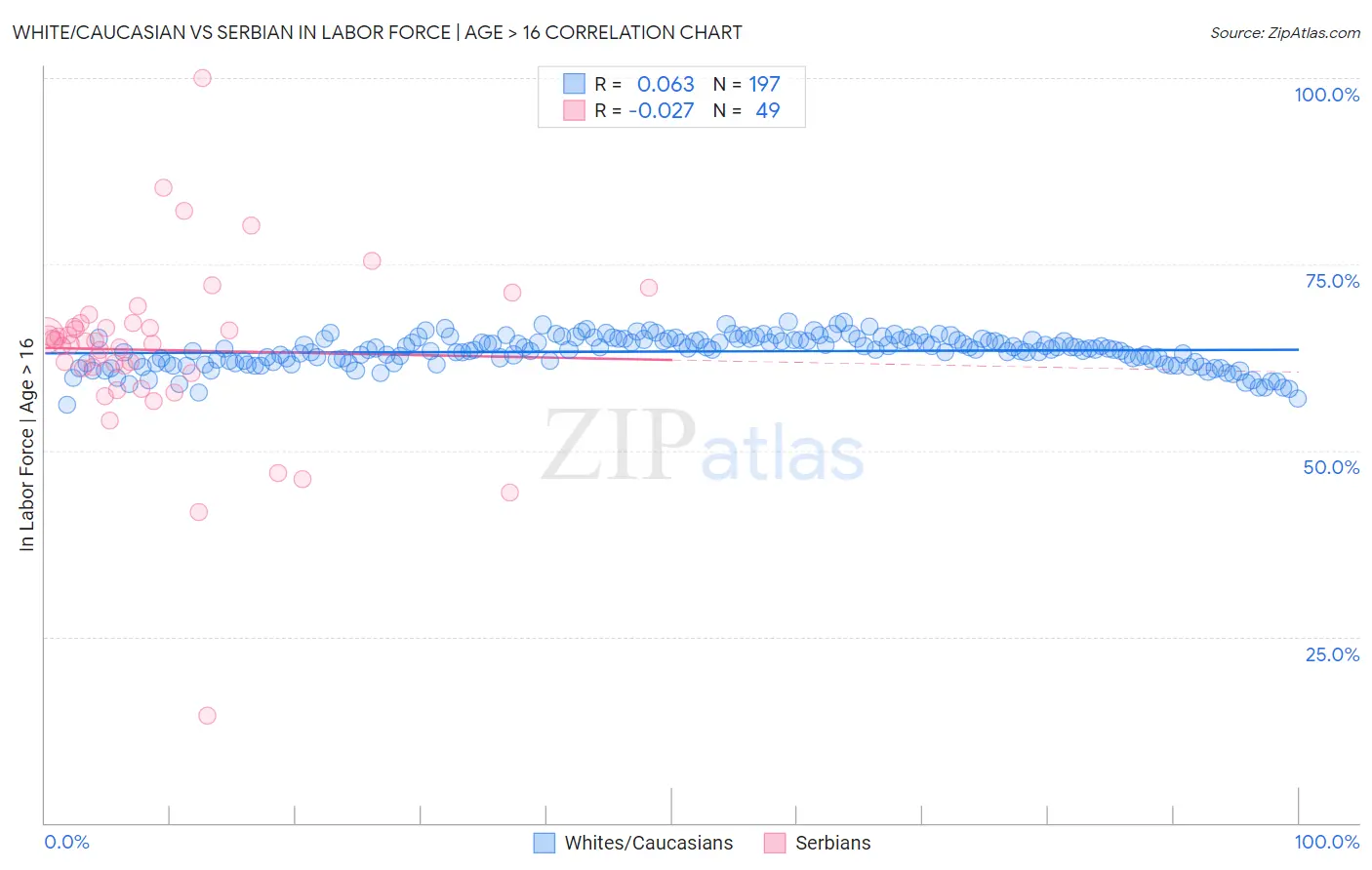 White/Caucasian vs Serbian In Labor Force | Age > 16