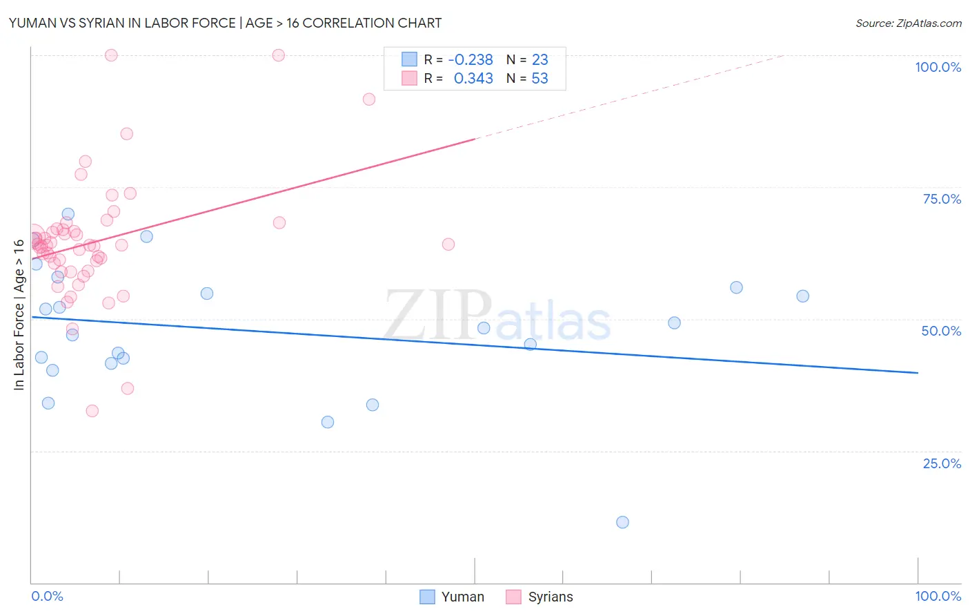 Yuman vs Syrian In Labor Force | Age > 16