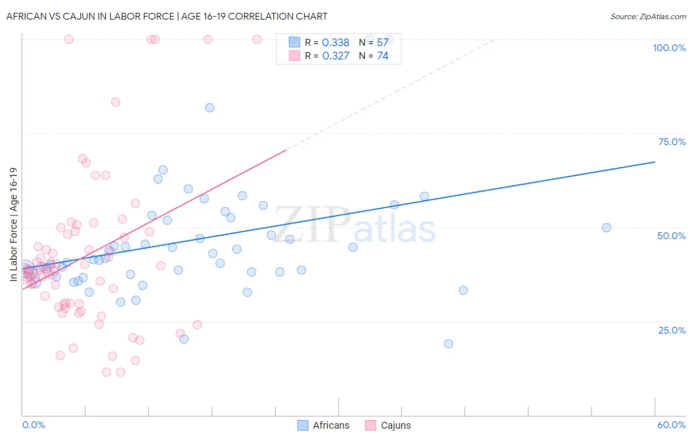 African vs Cajun In Labor Force | Age 16-19