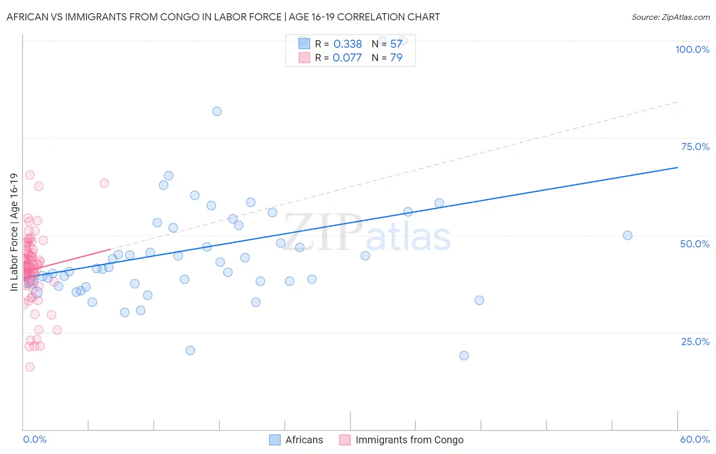 African vs Immigrants from Congo In Labor Force | Age 16-19