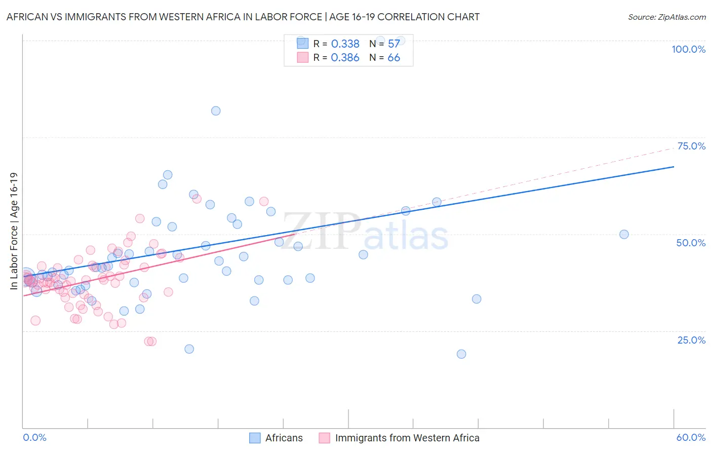 African vs Immigrants from Western Africa In Labor Force | Age 16-19