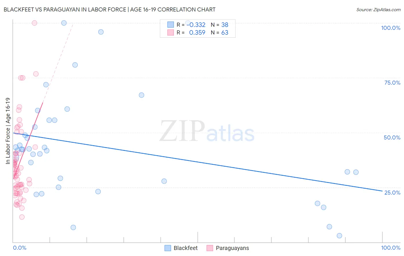 Blackfeet vs Paraguayan In Labor Force | Age 16-19