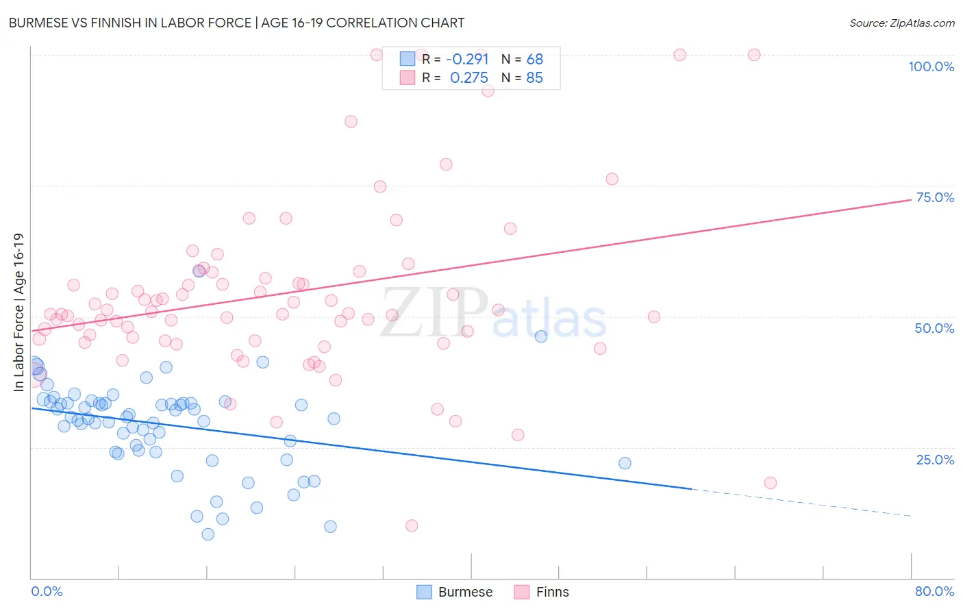 Burmese vs Finnish In Labor Force | Age 16-19