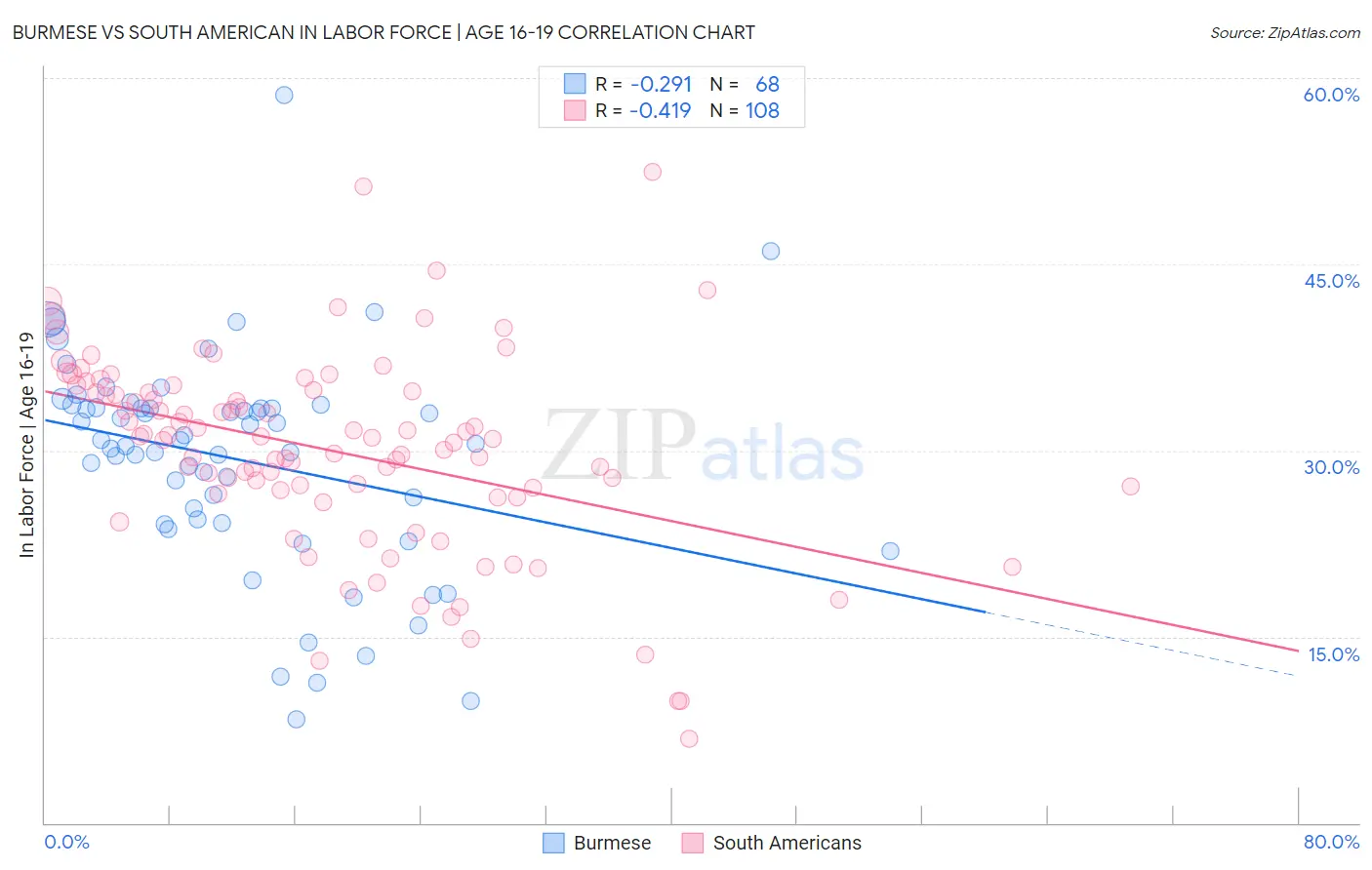 Burmese vs South American In Labor Force | Age 16-19