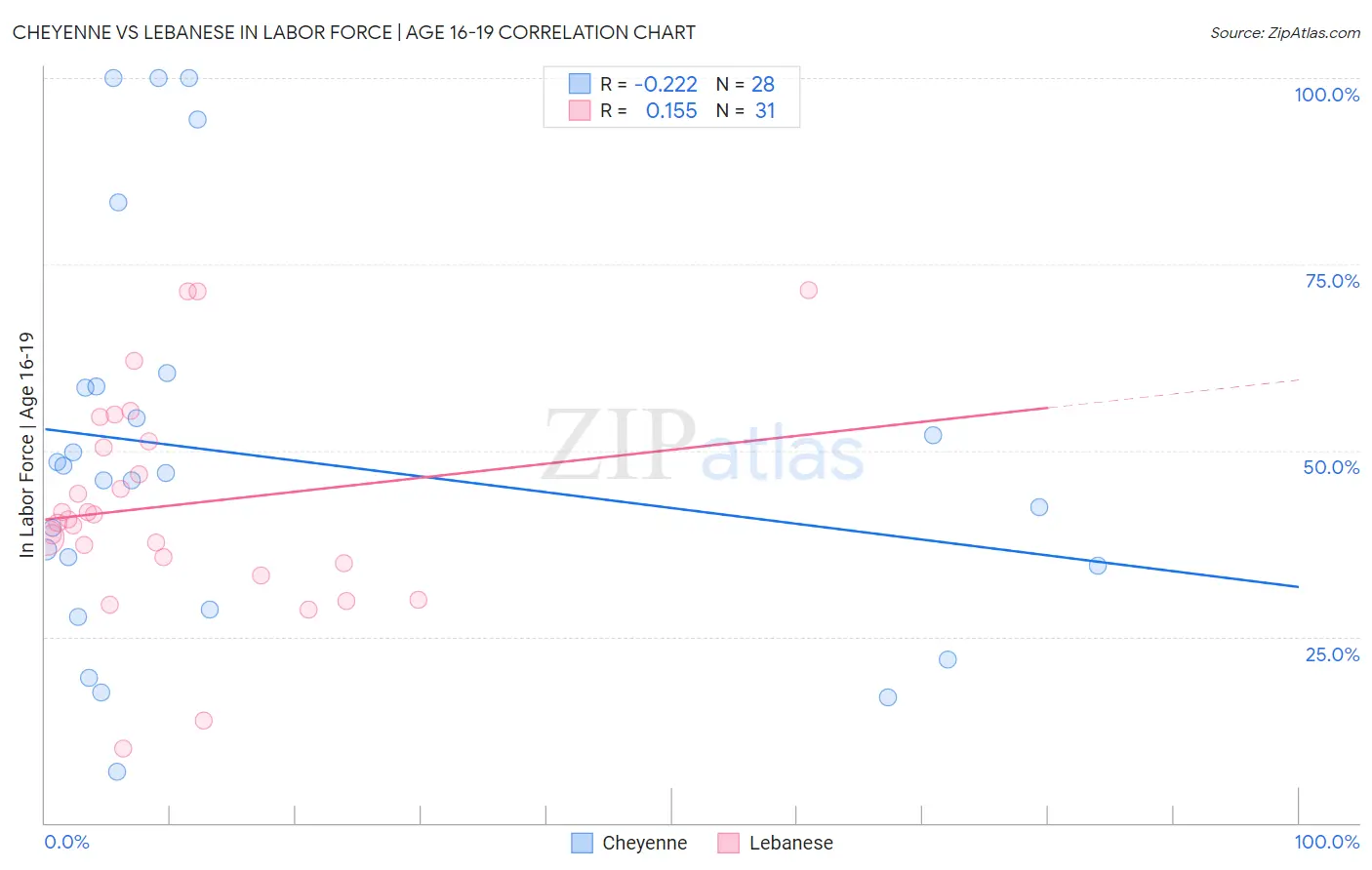 Cheyenne vs Lebanese In Labor Force | Age 16-19