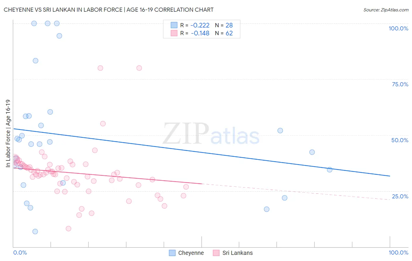 Cheyenne vs Sri Lankan In Labor Force | Age 16-19