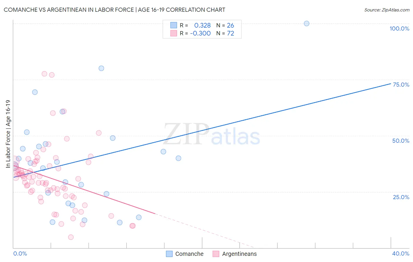 Comanche vs Argentinean In Labor Force | Age 16-19