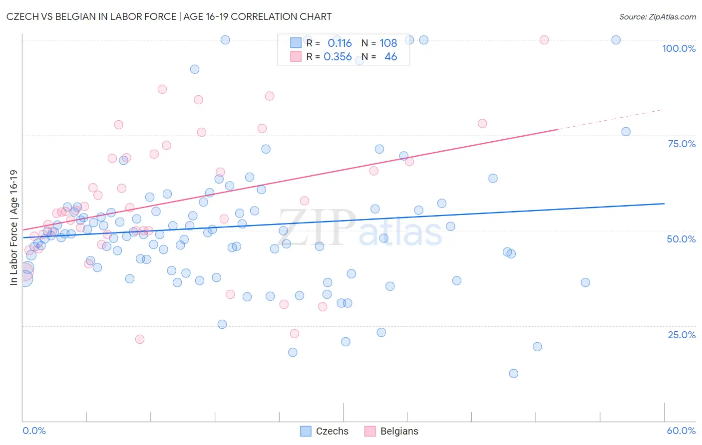 Czech vs Belgian In Labor Force | Age 16-19